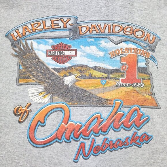 Harley Davidson Omaha Nebraska T-Shirt Long Sleeve Holstein's Distress Men's 2XL - Picture 4 of 13